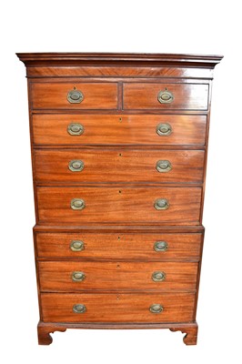 Lot 1536 - George III mahogany chest on chest