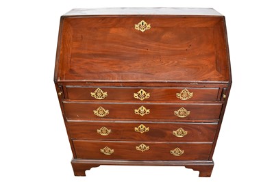 Lot 1539 - George II red walnut bureau