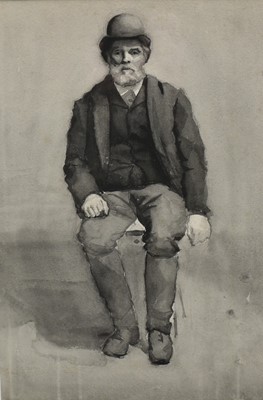 Lot 1281 - Effie Alexander, Edwardian monochrome watercolour - portrait of a seated man, a watercolour sketch verso, signed and dated '03, 35cm x 23cm, in glazed frame