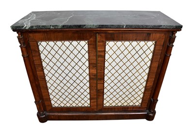 Lot 1537 - Regency rosewood and marble topped credenza
