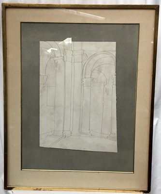 Lot 18 - Ben Nicholson, 1960s-1970s print entitled verso "Urbino, Footsteps in the Dust", 62cm x 48cm, in glazed gilt frame