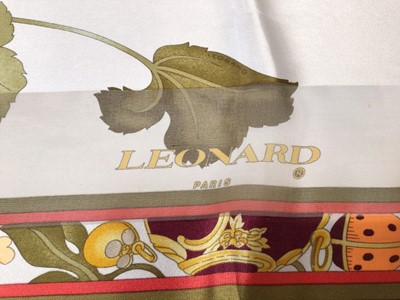 Lot 2053 - Hermes Orange box containing silk scarves, makes include Balenciaga, Mantero Toucan design and Mantero Liberty, Ines de la Fressange, Oscar de la Renta Salute to Freedom, Lariosete