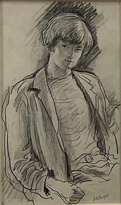 Lot 90 - Four works - E. R. Payne, pencil drawing, portrait of a young man, Roger Harris artists proof etching, Tattooed man, dated 1974 and a silver point drawing on a semi-clad male figure (4)