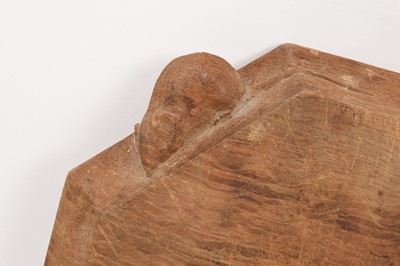 Lot 729 - Robert 'Mouseman' Thompson carved oak bread board