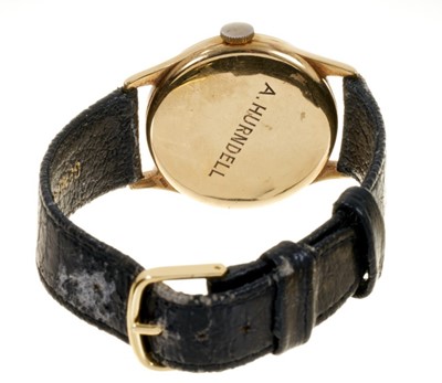 Lot 609 - 1940s gold Omega wristwatch