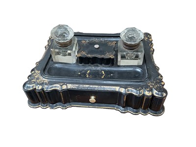 Lot 25 - Victorian Jennings and Betteridge paper mache inkstand