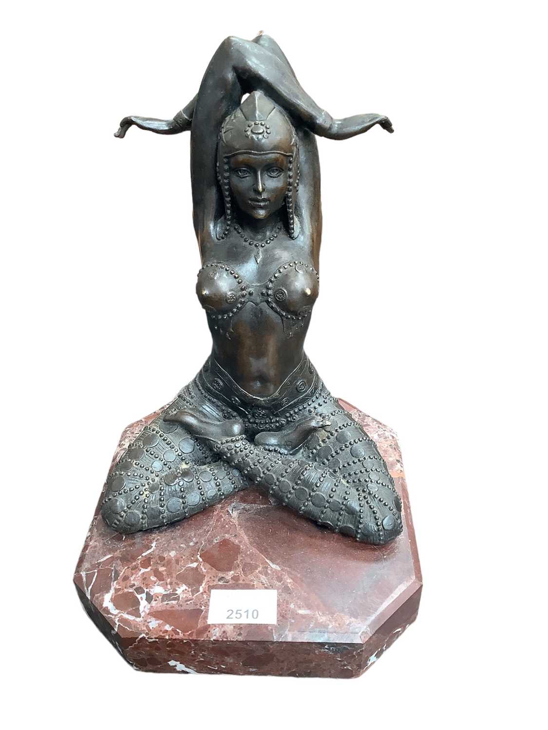 Lot 2510 - Art Deco style bronze figure of a semi-nude Oriental woman, on a marble base