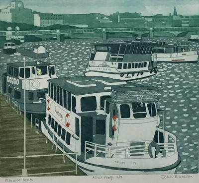 Lot 3 - John Brunsdon (1933-2014) signed etching and aquatint - Pleasure Boats, Artists Proof 12/15, 38cm x 42cm, in glazed frame