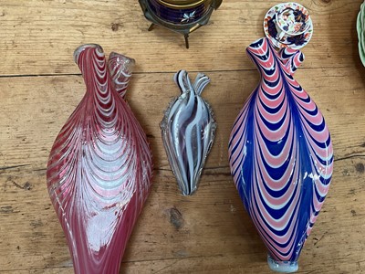Lot 13 - Carlton Ware lobster china, three Murano double flasks, etc