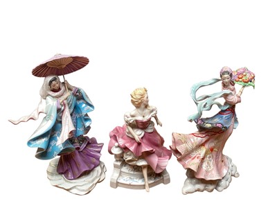 Lot 1181 - Two Royal Doulton limited edition figures - Sleeping Beauty HN4000 and Cinderella HN3991, together with three othe figures - Spirit of Purity, Maku and Cinderella, all with certificates (5)