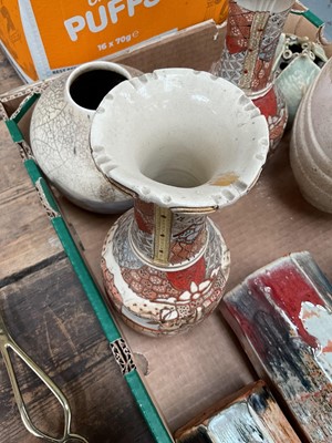 Lot 39 - Group of studio pottery and a pair of Satsuma vases