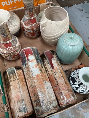 Lot 39 - Group of studio pottery and a pair of Satsuma vases