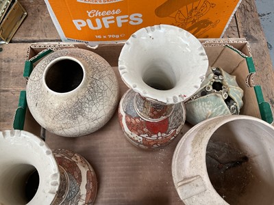 Lot 39 - Group of studio pottery and a pair of Satsuma vases