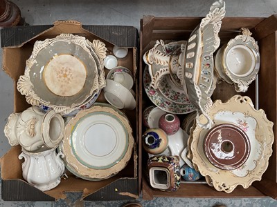 Lot 40 - Two boxes of antique and later ceramics