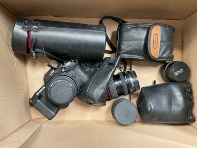 Lot 42 - Olympus OM707, lenses, etc