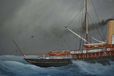 Lot 21 - Luca Papaluca (Italian, 1890-1934), gouache of R.Y.S Rosabelle, which entered service in the First World War in 1915