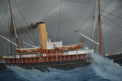 Lot 21 - Luca Papaluca (Italian, 1890-1934), gouache of R.Y.S Rosabelle, which entered service in the First World War in 1915