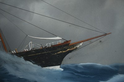 Lot 21 - Luca Papaluca (Italian, 1890-1934), gouache of R.Y.S Rosabelle, which entered service in the First World War in 1915
