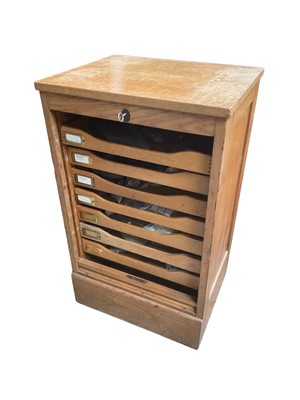 Lot 2410 - Collector's cabinet, containing seven trays, housing fossils and geological specimens