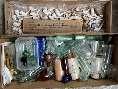 Lot 2432 - Collection of clay pipes and antique bottles