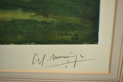 Lot 1036 - *Sir Alfred Munnings (1878-1959) signed coloured print - The Saddling Paddock Cheltenham March Meeting, published by Frost & Reed 1952 with blindstamp, in glazed frame