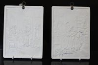Lot 2158 - Two German white plaques depicting figures -...