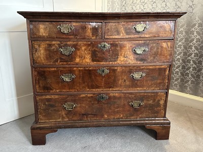 Lot 1199 - Early 18th century walnut crossbanded chest
