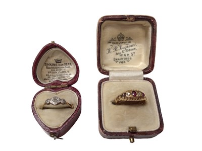 Lot 151 - 18ct gold diamond ring in platinum setting and an antique gold ruby and diamond ring (2)