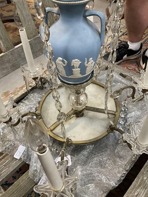 Lot 1164 - Antique Wedgwood jasperware and cut crystal chandelier