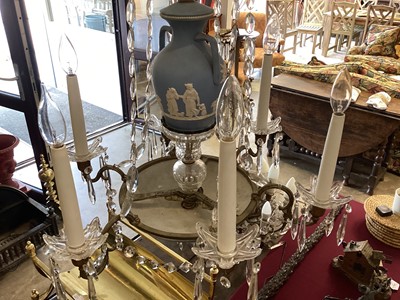 Lot 1164 - Antique Wedgwood jasperware and cut crystal chandelier
