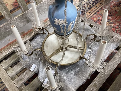 Lot 1164 - Antique Wedgwood jasperware and cut crystal chandelier