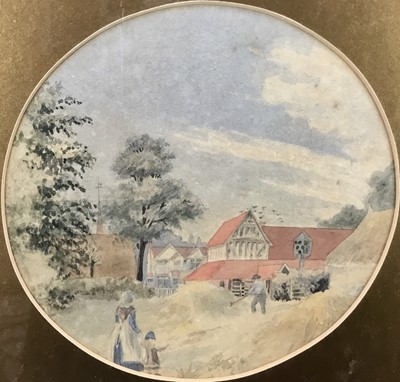 Lot 254 - Circle of Thomas Churchyard, 19th century watercolour - The Hay Stack, tondo 20cm, in glazed gilt frame