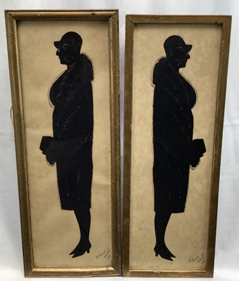 Lot 113 - Peggy Newall, pair of papercut silhouettes, signed and dated 1930
