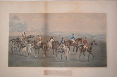 Lot 373 - Set of six Victorian hand coloured Racing engravings after G. C. Hunt, published by McQueen 1877, unframed, 33cm x 48cm