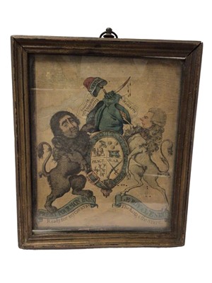 Lot 114 - Georgian political cartoon print depicting suedo Royal Arms