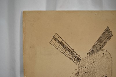 Lot 1025 - Attributed to Sir Alfred James Munnings (1878-1959), ink sketch - St Michael Post Mill, South Elmham