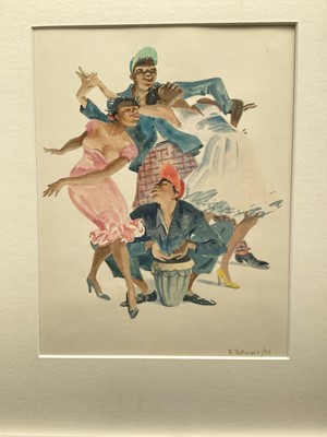 Lot 118 - D. Pullinger, 1956, watercolour - Caribbean Band, signed, mounted