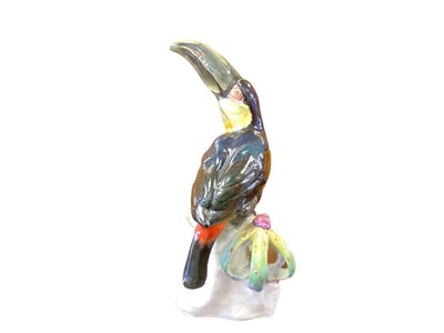 Lot 1257 - Meissen porcelain model of a toucan, blue crossed swords mark to base