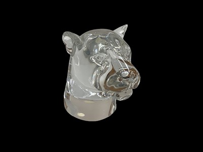 Lot 1163 - Baccarat crystal Lioness head paperweight