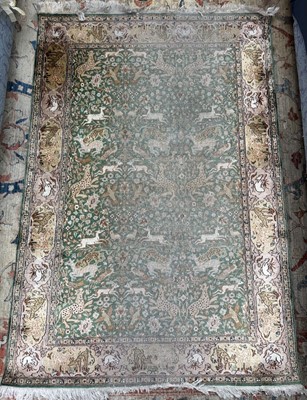 Lot 1547 - Part silk Kashan rug