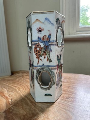 Lot 1505 - 19th century Chinese famille rose hexagonal vase