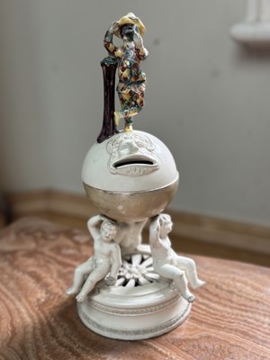 Lot 1506 - Cream glazed possibly 18th century novelty money box