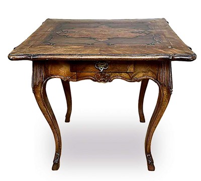 Lot 1535 - 18th century Continental walnut and inlaid side table, with single drawer