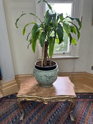 Lot 1513 - Chinese celadon pot moulded with dragons