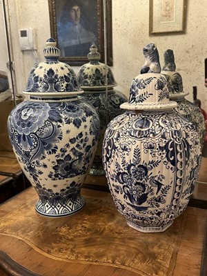 Lot 1571 - 19th century Dutch delft vase together with another later in date and another