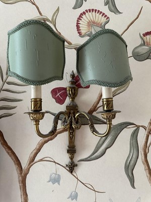 Lot 1575 - Set of four brass classical light fittings