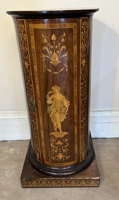 Lot 1519 - Late 19th century Italian marquetry cylinder pot cupboard