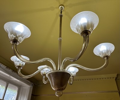 Lot 1554 - Murano glass six branch chandelier