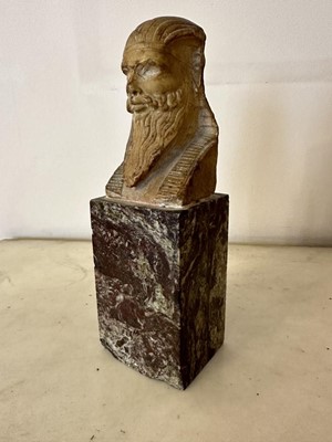 Lot 1583 - Classical, probably ancient carved alabaster bust of Hermes