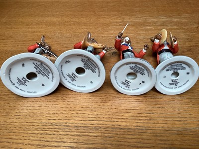 Lot 1200 - Royal Doulton limited edition Bunnykins Orchestra - The Violinist DB390, The Flute Player DB391, The Marimba Player DB392, The Cellist DB393, The Cymbal Player DB394, The French Horn Player DB395 a...